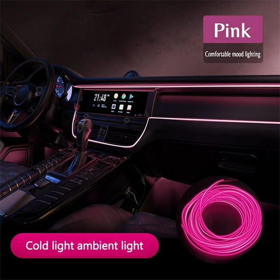 Kiplyki Car Cold Light Atmosphere Lamp Interior Light Guide Led Atmosphere Lamp EL Luminous Line 1 Meter + 5V USB Drive Universal Car Decorative Lamp