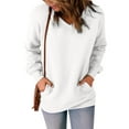 thumbnail image 1 of Kiplyki Christmas Shirts for Women Classic Solid Color V-neck Long Sleeve Loose With Pocket Tops Blouse Sweatshirt, 1 of 7