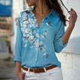 thumbnail image 1 of Kiplyki Christmas Women's Long Sleeve Tops Casual Plant Printed Long Sleeved Quarter Sleeved V-neck Cardigan Tops Blouse, 1 of 6