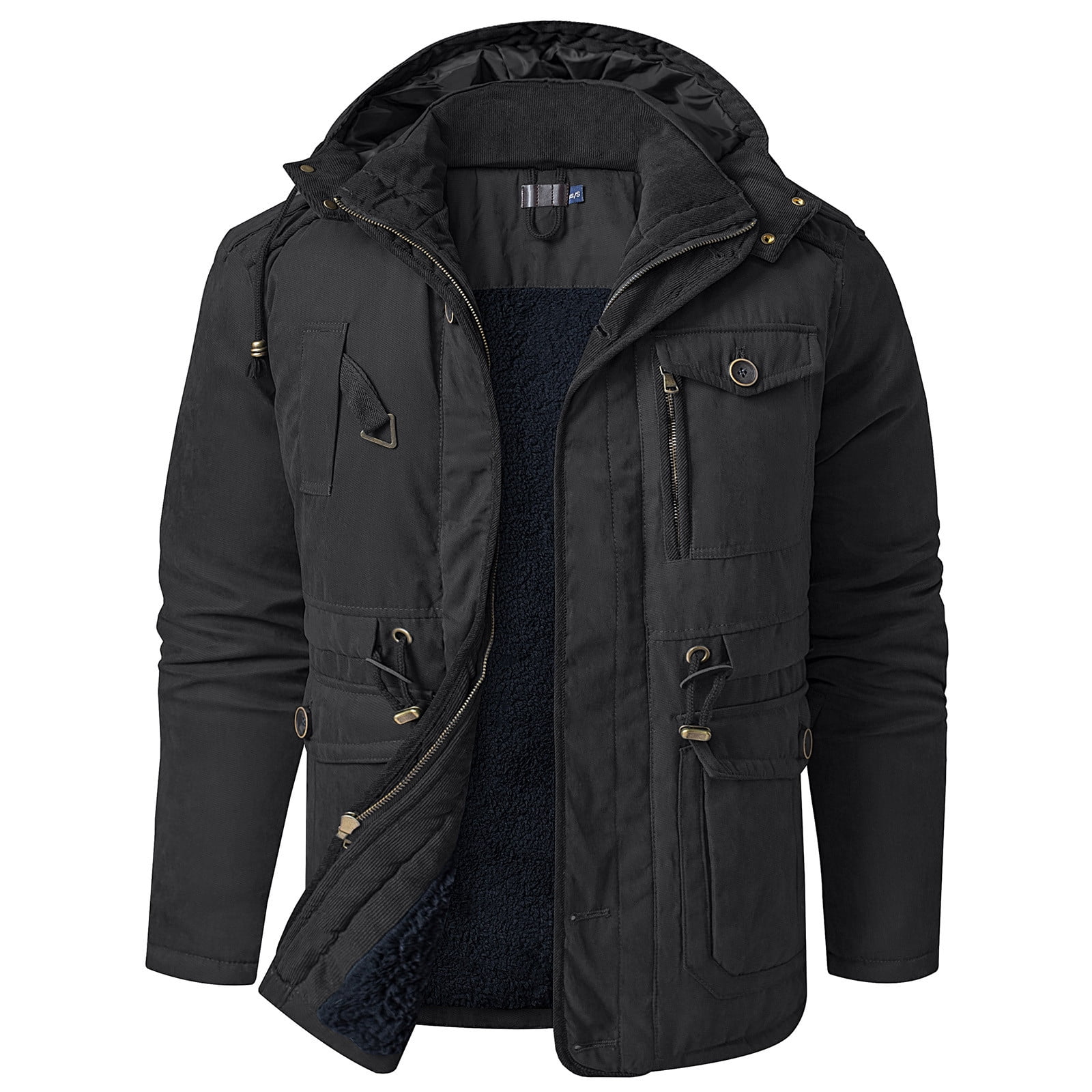 Kiplyki Clearance Fall Jackets for Men Lamb Velvet Hooded Cotton