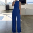 thumbnail image 1 of Kiplyki Clearance Trendy Pants for Women Color Jumpsuit Sleeveless High Collar Waist Wrapped Jumpsuit, 1 of 4
