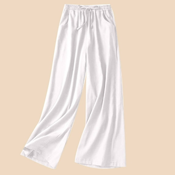 Kiplyki Trendy Pants for Women Color Women's Loose Breathable Pocket Pants Wide Leg Trousers