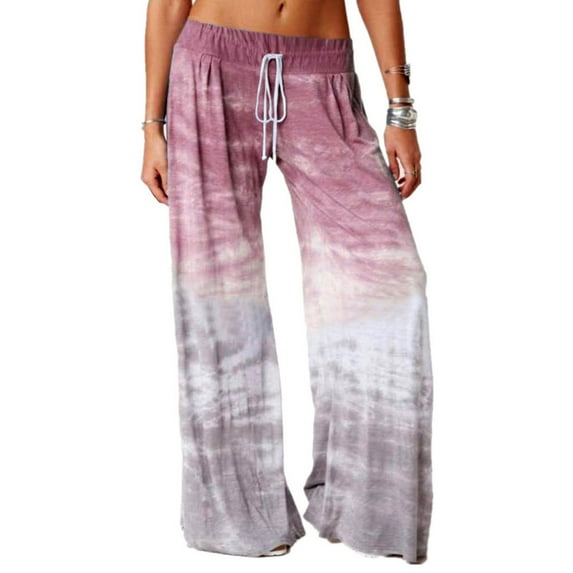 Kiplyki Womens Yoga Pants Women Loose Gradient Tie-dye Printed Yoga Sport Long Pnats Wide Leg Pants