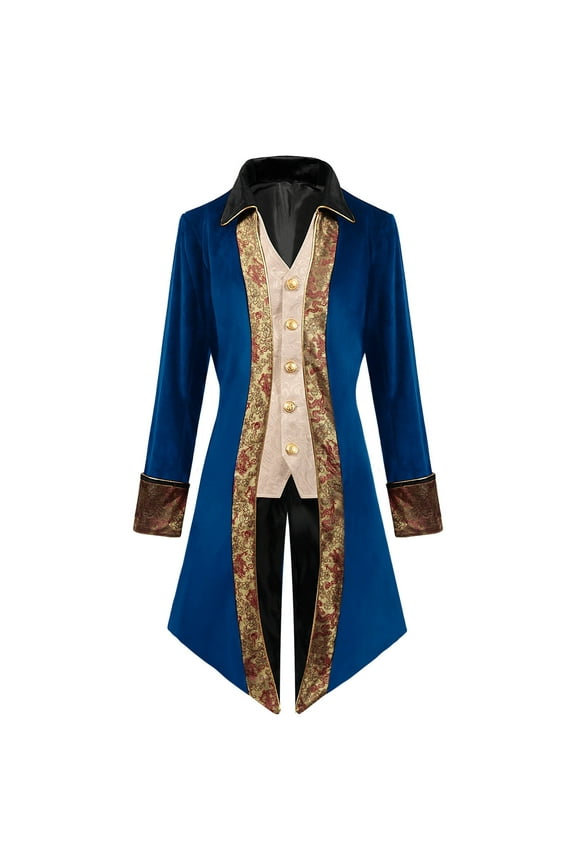Clothes Men's Coat Printed Steampunk Medieval Tailcoat Uniform Lapel Coat