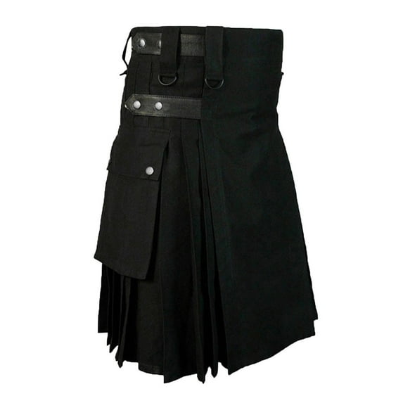 Kiplyki Clothes Men's Vintage Kilt Scotland Kendo Pocket Skirts Scottish Clothing
