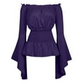 thumbnail image 1 of Kiplyki Clothes Women Boho Vintage Ruffle Off Shoulder Corset Flare Sleeve Blouse Shirt Tops, 1 of 5