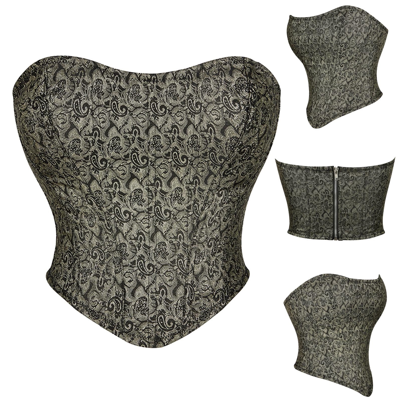 Kiplyki Clothes Clearance Women Printing Tube Top Zipper Corset Tight