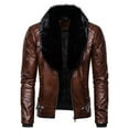 thumbnail image 1 of Kiplyki Clothes Men's Leather Vintage Steam Pocket Zipper Collar Punk Coat, 1 of 6