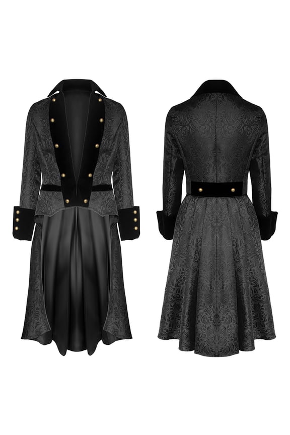 Clothes Men's V-neck Vintage Tuxedo Coat Long Button Jacket Coat