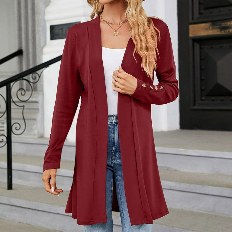 Kiplyki Clothing Deals Women s Long Sleeve Color Cuff Split Bottom Cardigan Walmart