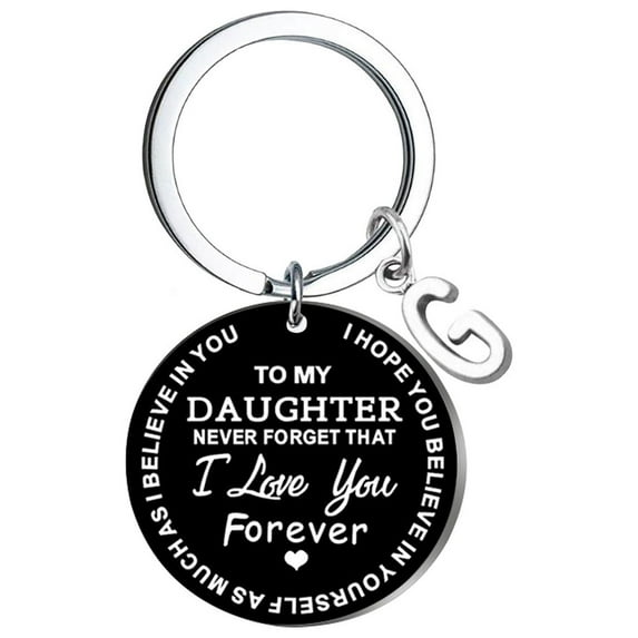 Kiplyki Creative DIY To My DAUGHTER Black Stainless Steel Last Name 26 Letter Keychain 2.5cm