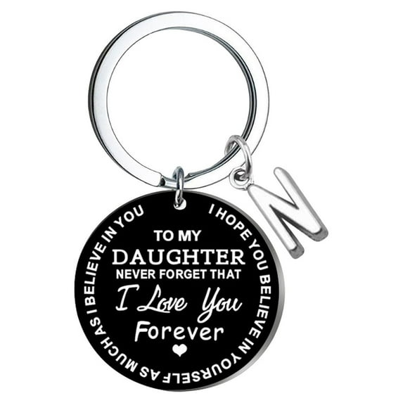 Kiplyki Creative DIY To My DAUGHTER Black Stainless Steel Last Name 26 Letter Keychain 2.5cm