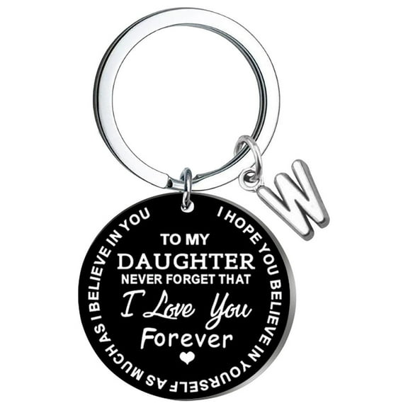 Kiplyki Creative DIY To My DAUGHTER Black Stainless Steel Last Name 26 Letter Keychain 2.5cm