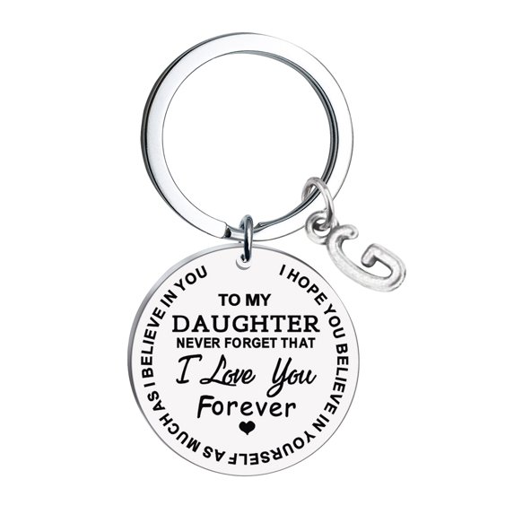 Kiplyki Creative DIY To My Daughter Stainless Steel Last Name 26 Letter Keychain 2.5cm