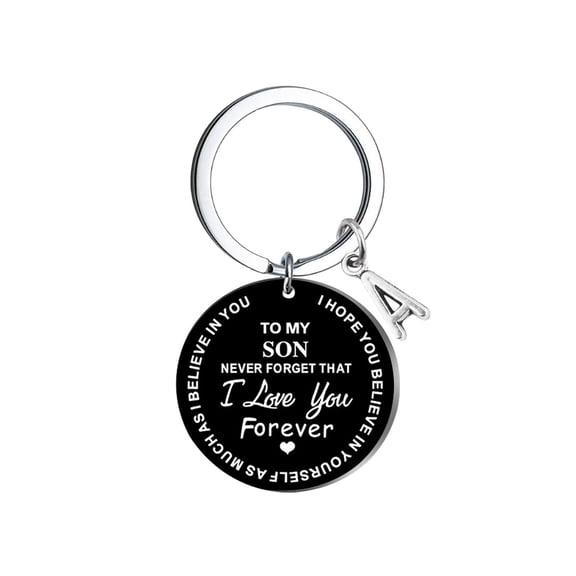 Kiplyki Creative DIY To My SON Black Stainless Steel Last Name 26 Letter Keychain 2.5cm