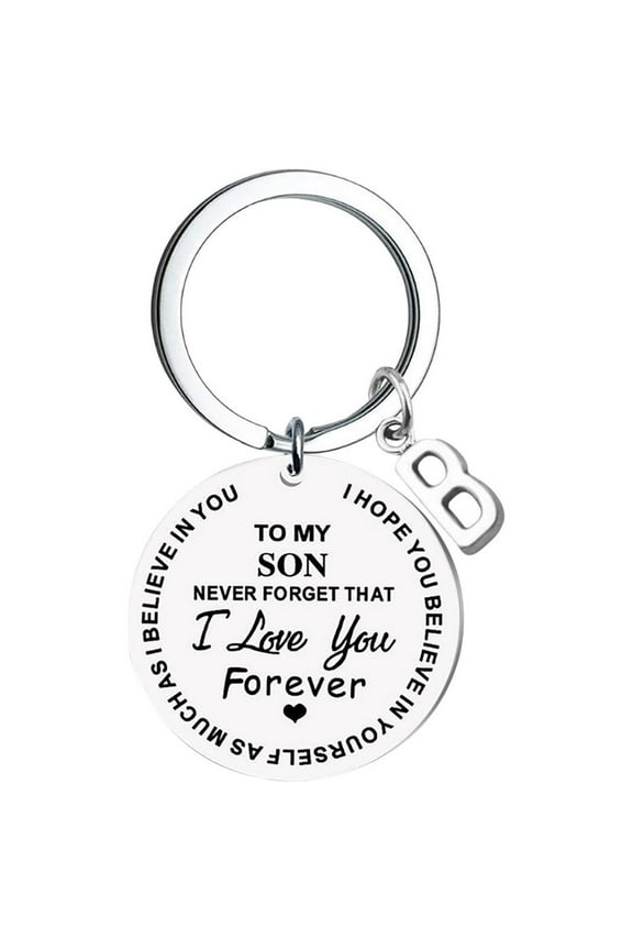 Creative DIY To My SON Stainless Steel Last Name 26 Letter Keychain 2.5cm