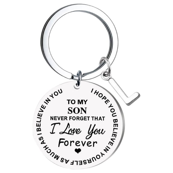 Kiplyki Creative DIY To My SON Stainless Steel Last Name 26 Letter Keychain 2.5cm