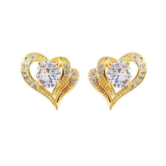 Kiplyki Dazzling Women's Fashion Crystal Heart Earring Heart Ear Studs Jewelry Gift