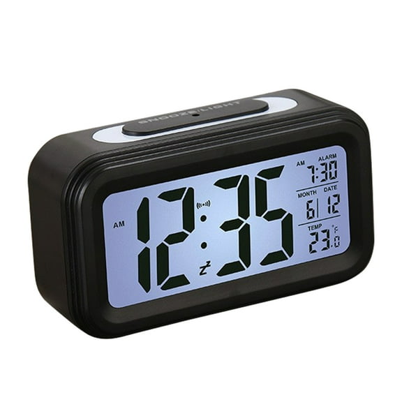 Kiplyki Digital Alarm Clock With Background Lighting LCD Display Temperature Monitor Snooze Alarm With Smart Clock Calendar