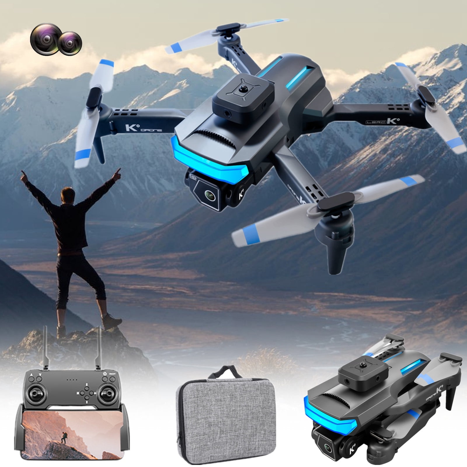 Kiplyki Drone With 4K Dual HD FPV Camera Remote Control Toys Gifts For ...