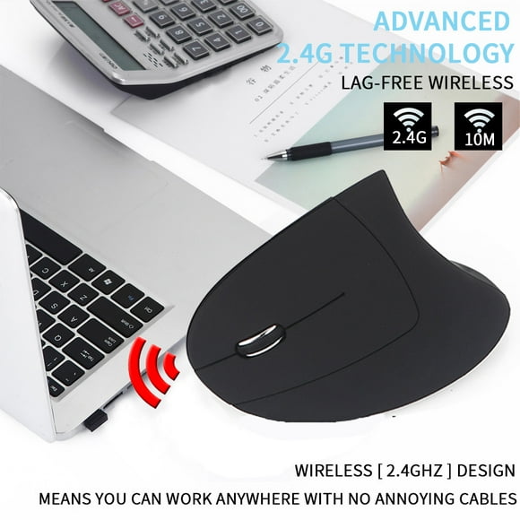 Kiplyki Ergonomic Vertical 2.4G Wireless Left Hand Optical 6D 1600DPI Gaming Mouse