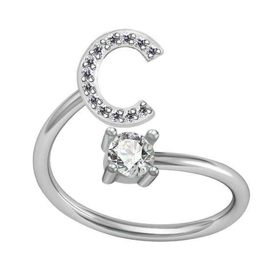 Kiplyki Exquisite Fashion 26 English Alphabet Style Ring Letter Fashion Copper Ring
