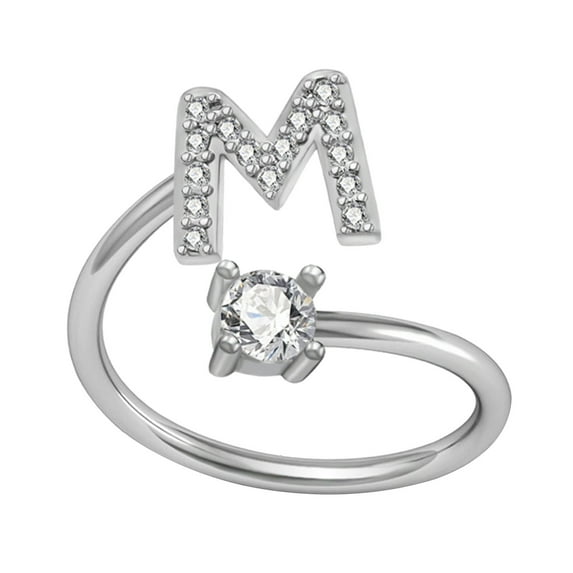 Kiplyki Exquisite Fashion 26 English Alphabet Style Ring Letter Fashion Copper Ring