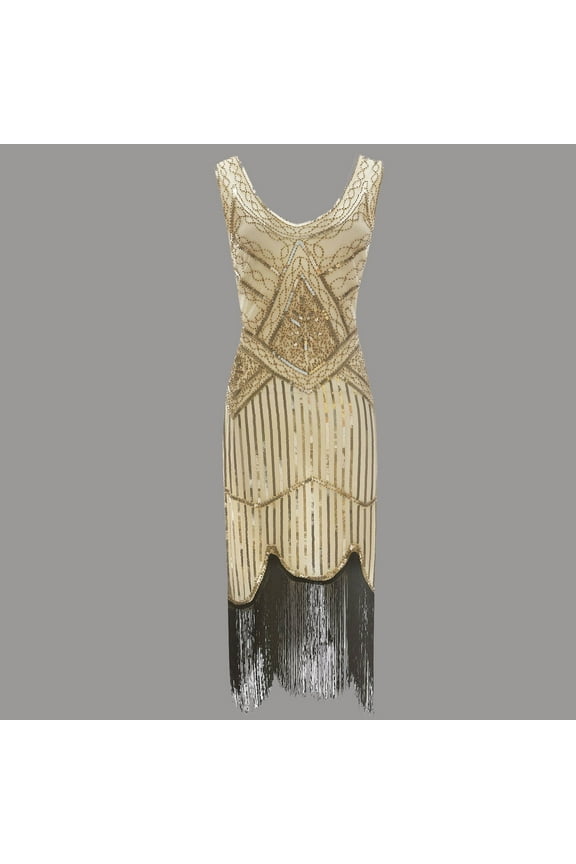 Kiplyki Fall Fashion Plus Size Vintage 1920s Flapper Tassel Great Evening Party Cocktail Dress