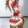 thumbnail image 1 of Kiplyki Fall Home Trends Women's Pajama Christmas Print Feather Trim Front Adult Onesie Home Wear Siamese Pajamas, 1 of 5
