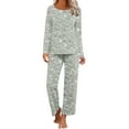 thumbnail image 1 of Kiplyki Fall Home Trends Women's Pajama Printing Round Neck Short Sleeve Sleepshirt and Pants Sets Loungewear Pajamas With Pockets, 1 of 6