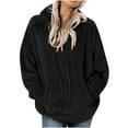 thumbnail image 1 of Kiplyki Fall Hoodies for Women New Long Sleeve Hooded Jacket Solid Color Pocket Loose Plush Sweater, 1 of 6