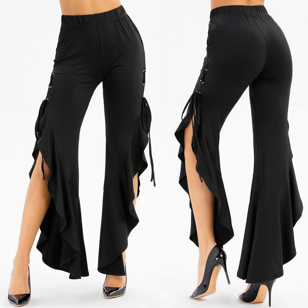 Kiplyki Fall Ladies Pants Wholesale Women Side Slit Lace-up
