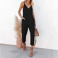 thumbnail image 1 of Kiplyki Fall Ladies Pants Womens Solid Pocket Sleeveless Suspender Jumpsuit, 1 of 7
