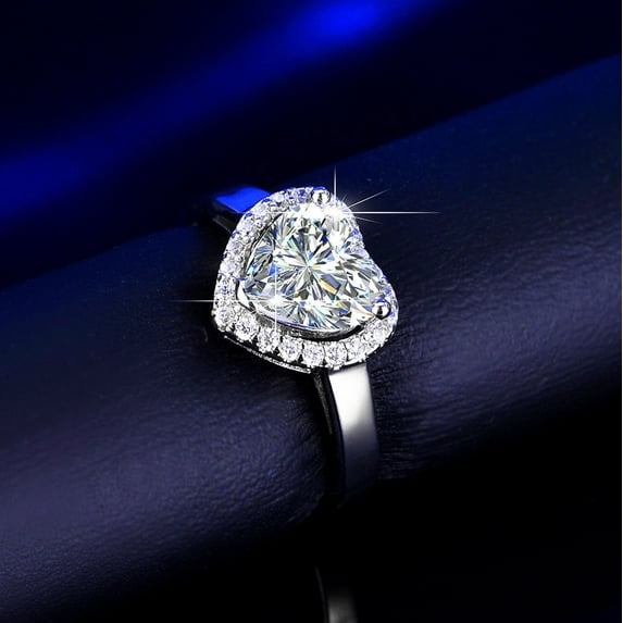 Kiplyki Fashion Princess Heart Diamond Zircon Ring Love Engagement Ring Ladies Engagement Wedding Jewelry Gift