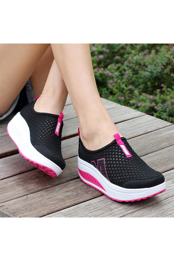 Fashion Women Platform Shoes Women Loafers Breathable Air Mesh Swing Wedges Shoe
