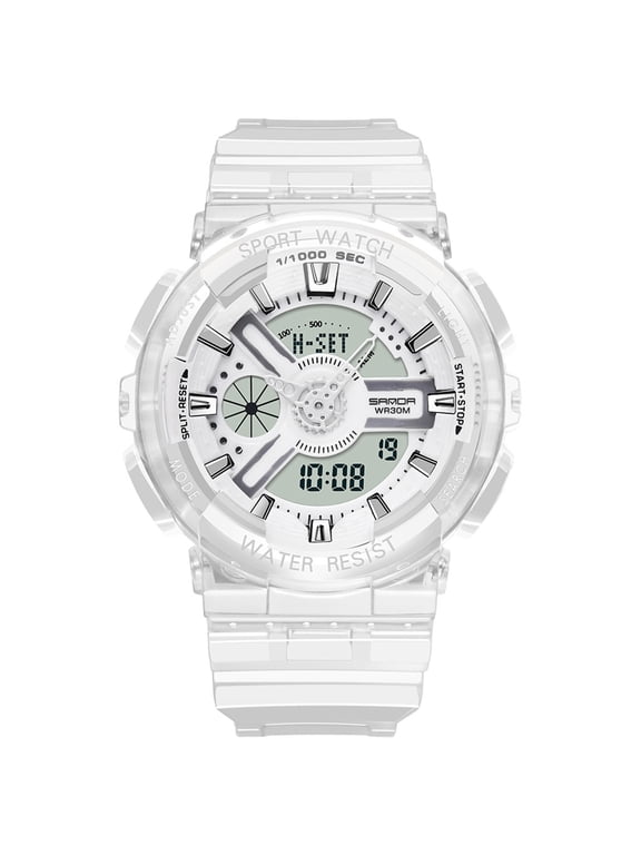 Fashion waterproof sports watch transparent strap digital couple watch Women