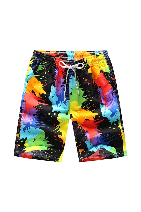 Kiplyki Fast-drying Men's Color Shorts Swimming Beach Shorts Flower Surfboard Shorts Swi