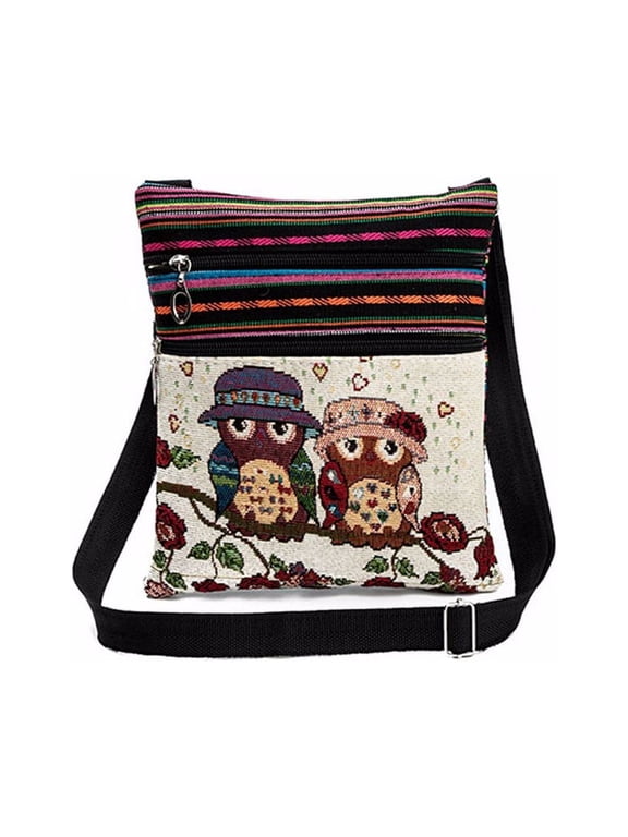 Flash Embroidered Owl Tote Bags Women Shoulder Bag Handbags Postman Package