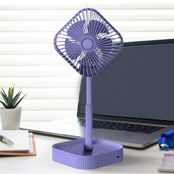 Kiplyki Flash Portable Pedestal Fan - Foldaway Standing Fan Foldable Desk Fan Wireless Use 1200Mah Rechargeable Battery Control Telescopic 3Speed Quiet Fan for Home Kitc