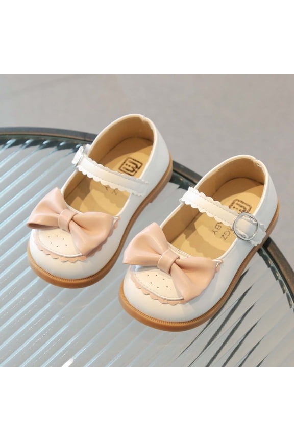 Flash Shoes for Kids Girl Children's Princess Soft-soled Bowknot Casual Small Leather Shoes