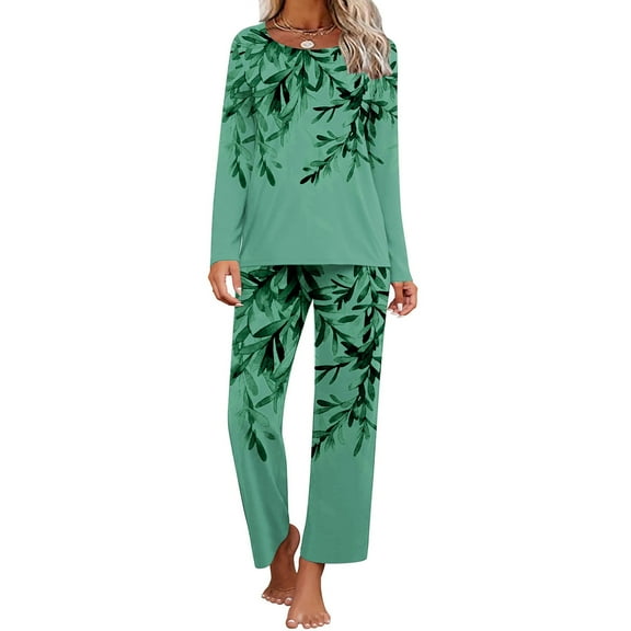 Kiplyki Flash Womens Sleepshirts Printing Round Neck Short Sleeve Sleepshirt and Pants Sets Loungewear Pajamas With Pockets