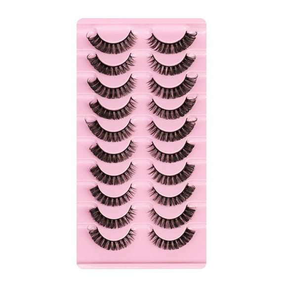 Kiplyki Flash False Eyelashes Russian Strip Eyelashes Natural Faux Mink Eyelashes Slim and 10mm False Eyelashes 10 Pairs Pack