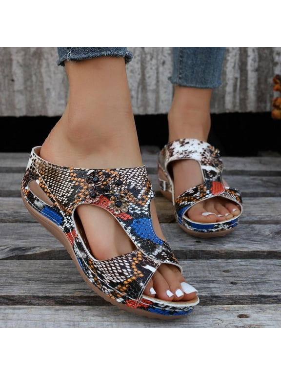 Flash Orthopedic Sandals for Women Women Beach Slippers With Arch Support Anti-Slip Breathable Vintage Shoes