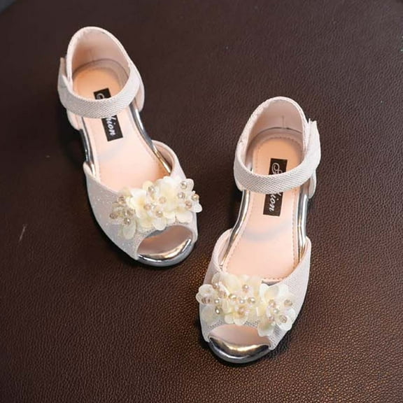 Kiplyki Flash Shoes for Kids Girls Diamond Bow Princess Soft Sole Fish Mouth Sandals