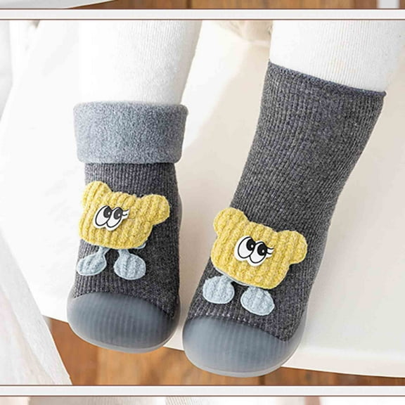 Kiplyki Flash Shoes for Kids Soft Bottom Autumn and Winter Non-slip Children Plus Velvet Thick Warm Floor Shoes