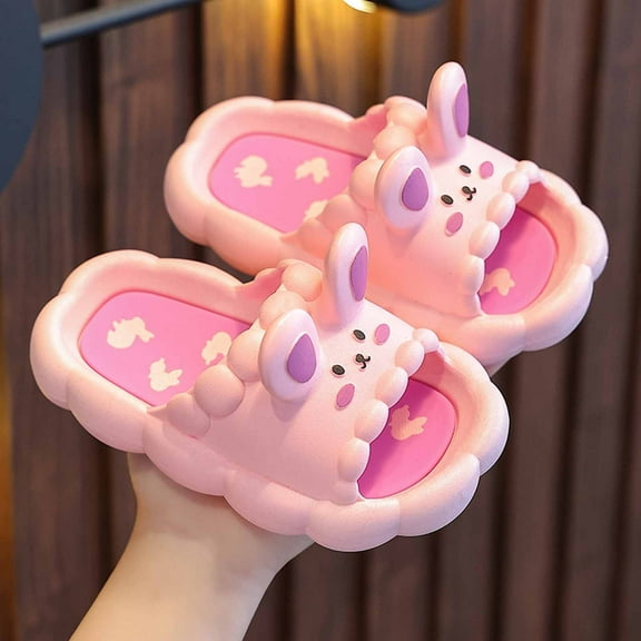 Kiplyki Flash Shoes for Kids Summer Children's Three-diBoysional Rabbit-Shape Indoor Non-slip Soft-soled Slippers