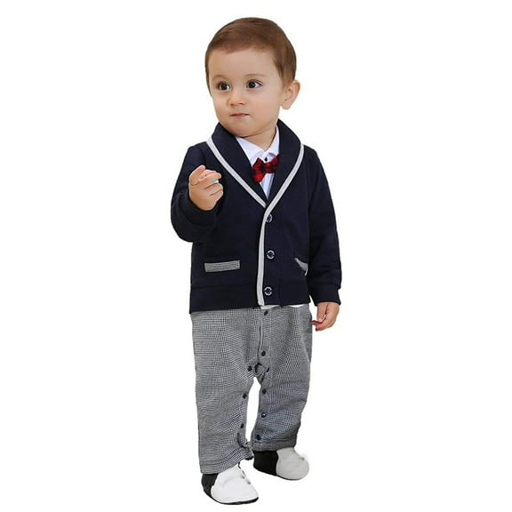 Kiplyki Flash Toddler Pants Newborn Infant Boys Tuxedo Gentleman Onesie Romper Jumpsuit Wedding Outfits