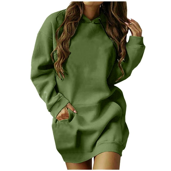 Kiplyki Flash Women's Winter Long Sleeve Dress Long-sleeve Pocket Pullover Hoodie Dress