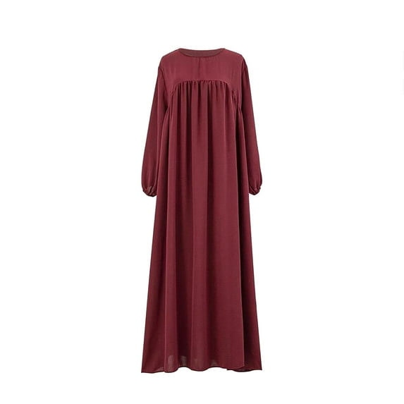 Kiplyki Flash Women's Winter Long Sleeve Dress Plus Size Solid Color Basic Maxi Long Daily Vacation Dress