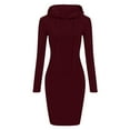thumbnail image 1 of Kiplyki Flash Women's Winter Long Sleeve Dress Solid Colored Pockets Patchwork Long Hooded Sweatershirt Dress, 1 of 5